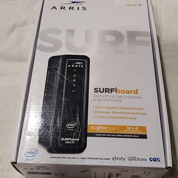 ARRIS Black Surfboard DICSIS 3.0 Cable Modem & Wi-Fi Router - Picture 1 of 4